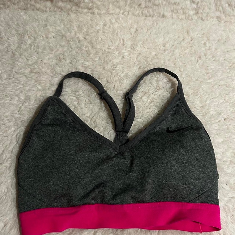 Pink and Grey Nike Indy sports bra